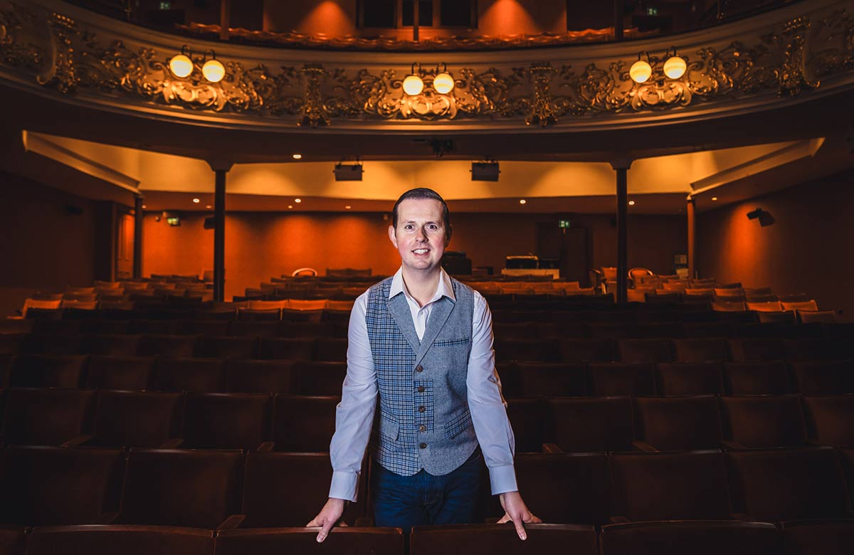 Christopher Glasgow in Perth Theatre auditorium Christopher Glasgow in Perth Theatre auditorium