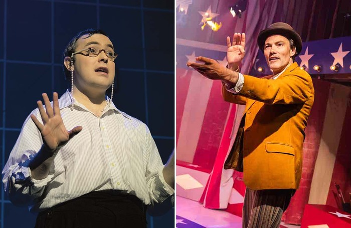 Jak Malone in Operation Mincemeat and Matt Rawle in Barnum. Photos: Matt Crockett/Pamela Raith