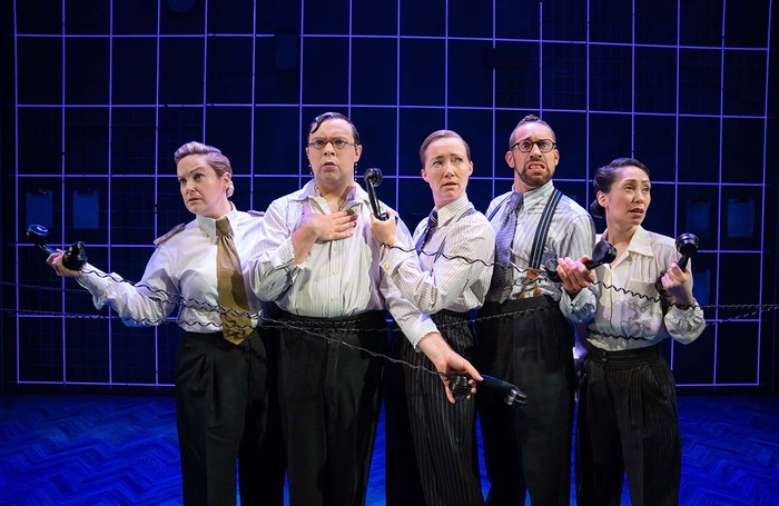Zoë Roberts, Jak Malone, Natasha Hodgson, David Cumming and Claire-Marie Hall in the Broadway production of Operation Mincemeat. Photo: Julieta Cervantes Zoë Roberts, Jak Malone, Natasha Hodgson, David Cumming and Claire-Marie Hall in the Broadway production of Operation Mincemeat. Photo: Julieta Cervantes