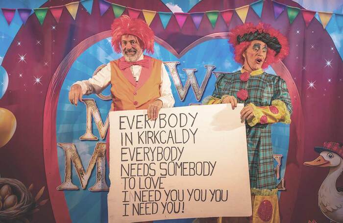 Mark McDonnell and Billy Mack in Oor Wee Mammy McGoose at The King’s, Kirkcaldy. Photo: Lewis Milne Mark McDonnell and Billy Mack in Oor Wee Mammy McGoose at The King’s, Kirkcaldy. Photo: Lewis Milne