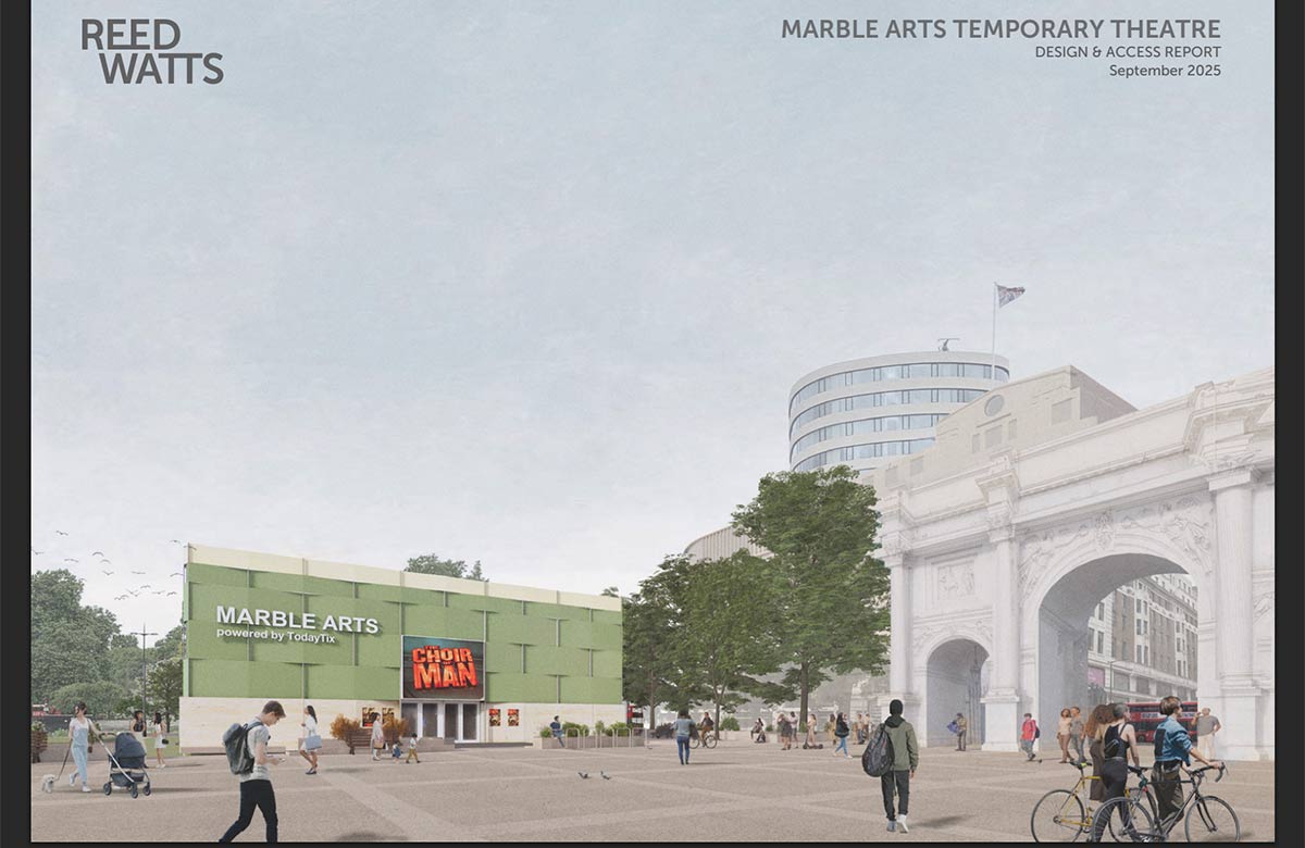 Under plans submitted to Westminster Council, the pop-up theatre space would be designed by architects Reed Watts