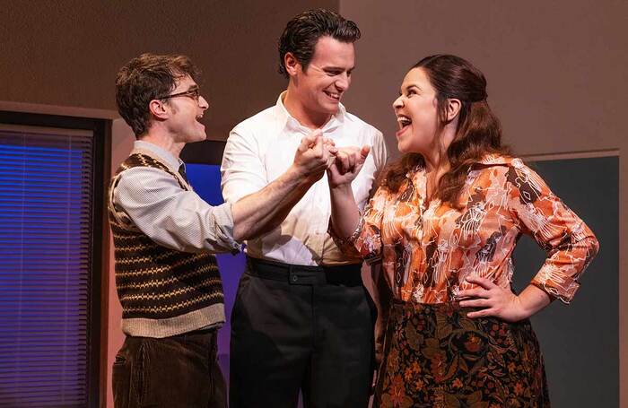 Daniel Radcliffe, Jonathan Groff and Lindsay Mendez in Maria Friedman's film of Merrily We Roll Along. Photo: Sony Pictures Classics