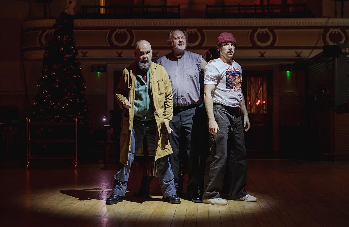 Lee Toomes, Dickon Tyrrell and Paddy Stafford in A Christmas Fair at Chadderton Town Hall, Oldham. Photo: Patch Dolan