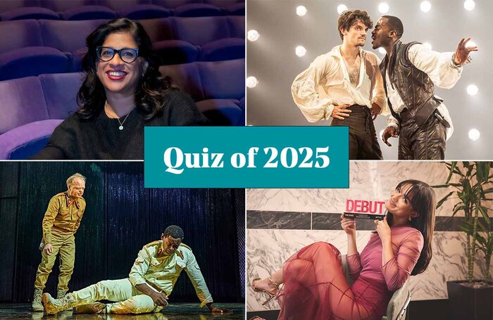 Clockwise from top left: Indhu Rubasingham; Edward Bluemel and Ncuti Gatwa in Born with Teeth; Rachel Zegler; Toby Jones and David Harewood in Othello. Photos: Kalpesh Lathigra/Johan Persson/Roy J Baron/Brinkhoff Moegenburg
