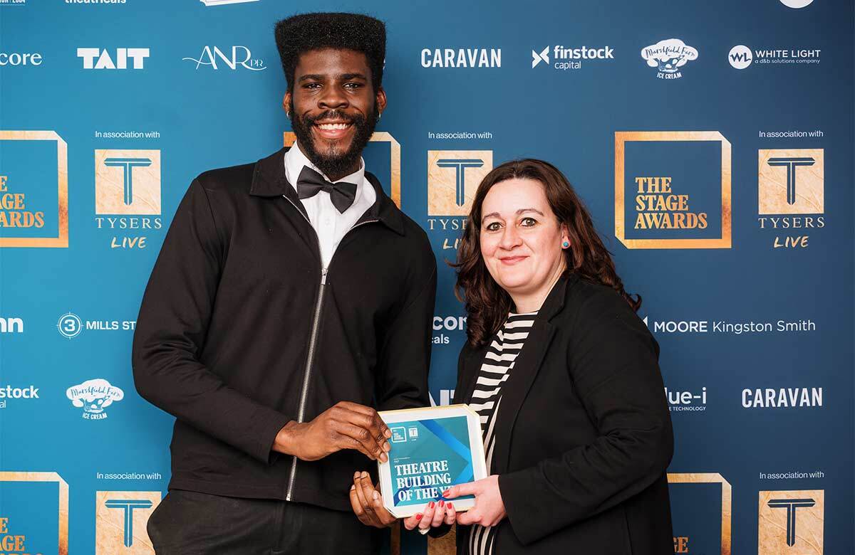 Alessandro Babalola and Rose Abderabbani of Soho Theatre Walthamstow at The Stage Awards 2026. Photo: Alex Brenner Alessandro Babalola and Rose Abderabbani of Soho Theatre Walthamstow at The Stage Awards 2026. Photo: Alex Brenner
