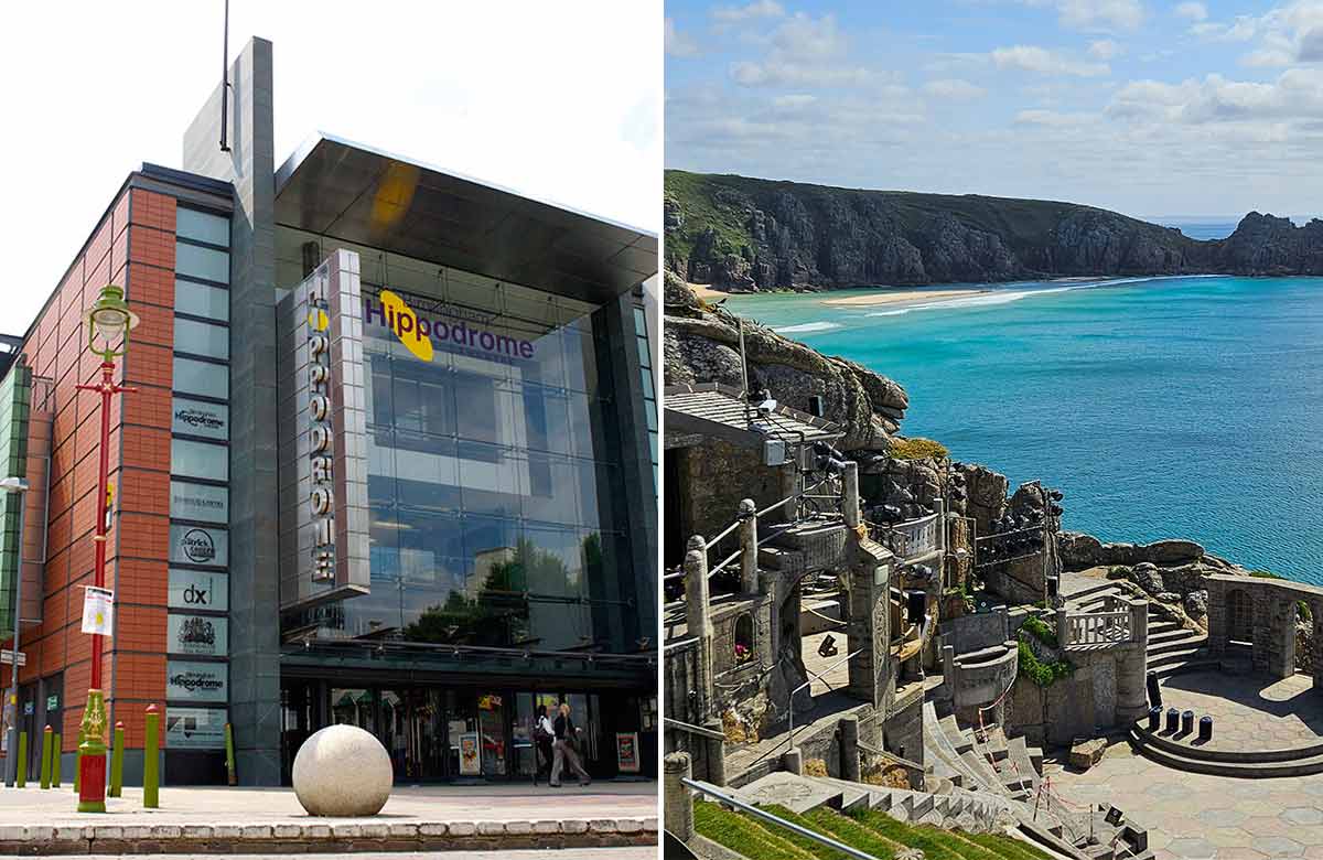 Birmingham Hippodrome and the Minack Theatre. Photo: Shutterstock