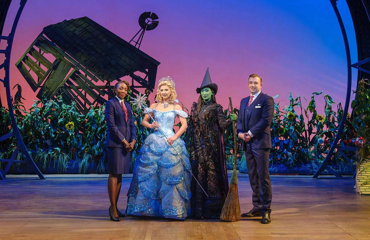 Members of the Avios team with cast members of the West End's Wicked cast. Photo: Owen Billcliffe Members of the Avios team with cast members of the West End's Wicked cast. Photo: Owen Billcliffe