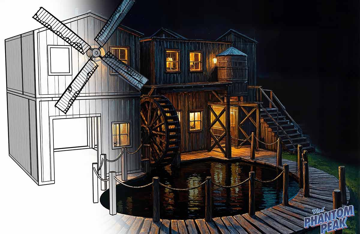 Plans for the new Phantom Peak venue include an 'indoor lake' with a watermill. Photo: Phantom Peak