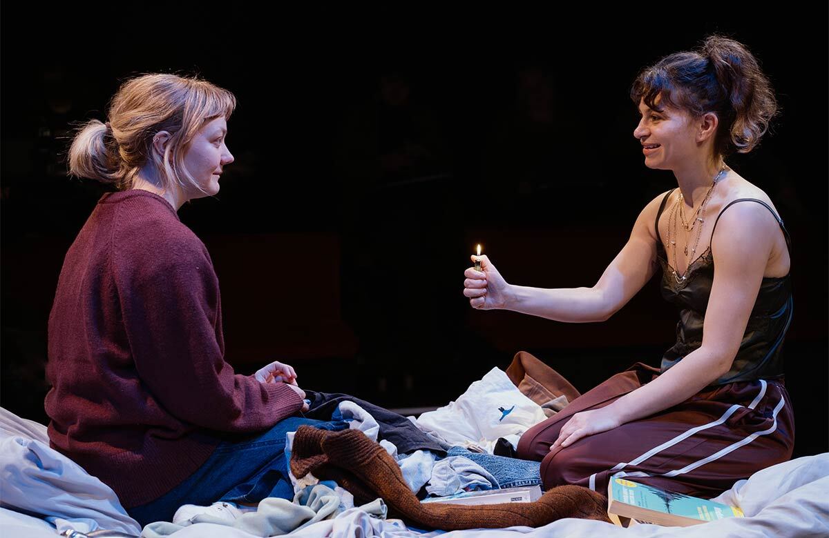 Catherine Ashdown and Eileen Duffy in 1.17am, or until the words run out at Finborough Theatre, London. Photo: Giulia Ferrando