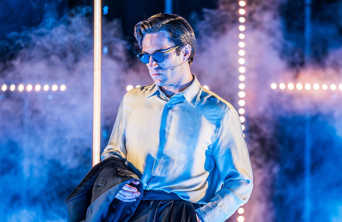 Arty Froushan in American Psycho at the Almeida Theatre, London. Photo: Marc Brenner