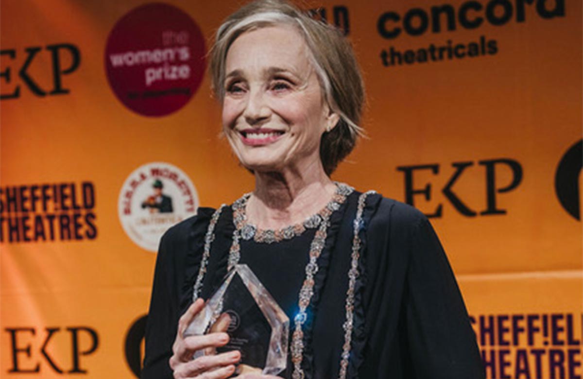 Kristin Scott Thomas accepting the inaugural Leading Light award at the Women&rsquo;s Prize for Playwriting ceremony. Photo: Greta Zabulyte