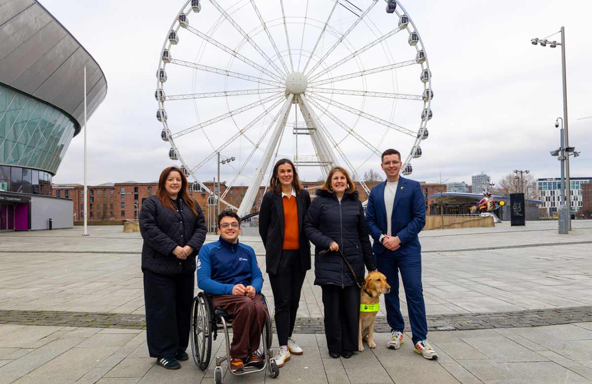 Left to right: Kate Wallace of UK Sport, British Paralympic athlete Harri Jenkins, Jen Cleary of Arts Council England, Mandy Redvers-Rowe of DaDa and Harry Doyle of Liverpool City Council. Photo: Liverpool City Council 