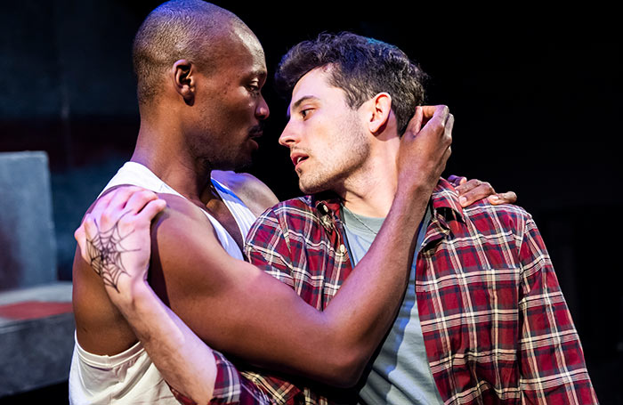 Borris Anthony York and Liam Jedele in Hate Crime from America The Beautiful: Chapter 1 at the King's Head Theatre, London. Photo: Tristram Kenton