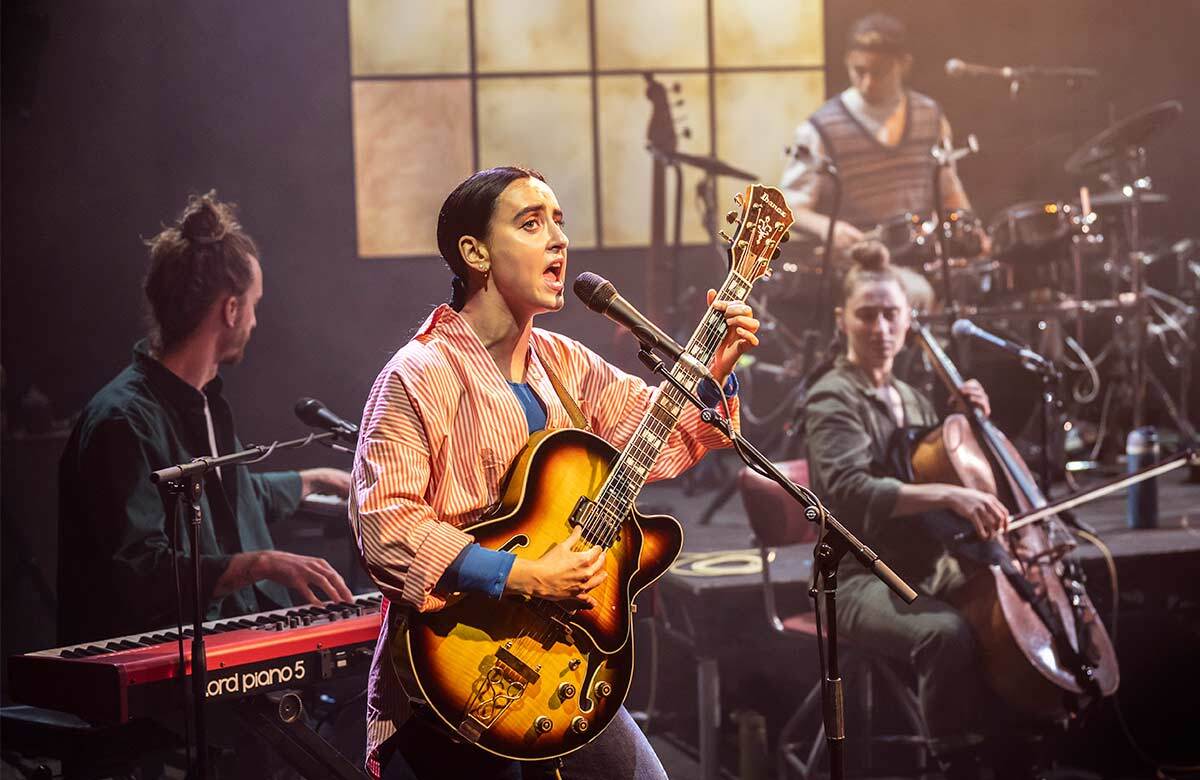 Maimuna Memon and the company of Manic Street Creature at the Kiln Theatre, London. Photo: Johan Persson