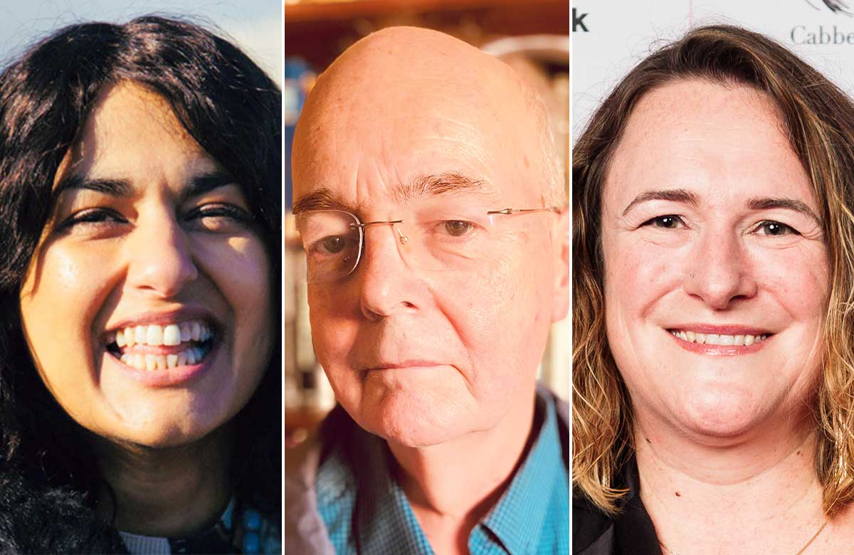 Sonali Bhattacharyya, David Edgar and Morgan Lloyd Malcolm. Photo: Alex Brenner (Lloyd Malcolm)