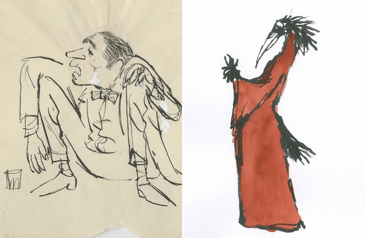 Laurence Olivier as Archie Rice in The Entertainer; Lady Macbeth, tinted. Photos: Punch/Quentin Blake