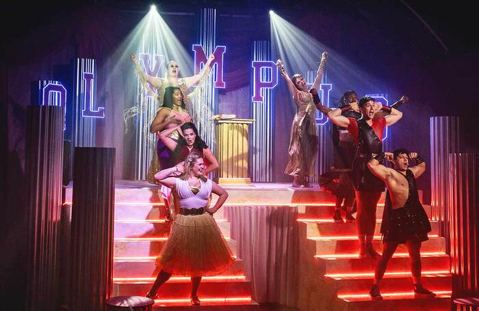 The cast of Ancient Grease at the Vaults, London. Photo: Flavia Fraser-Cannon