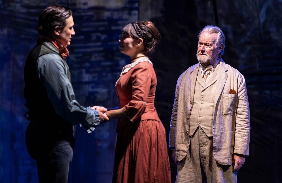 Dean John-Wilson, Brooke Bazarian and Jeff Shankley in A Mirrored Monet at the Charing Cross Theatre, London. Photo: Pamela Raith
