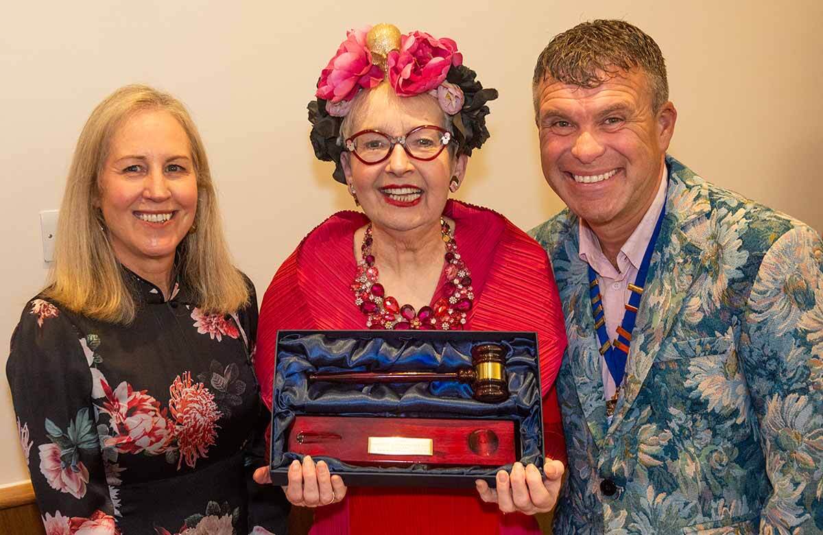 Alison Young, Vice Chair of The British Music Hall Society (BMHS), Su Pollard and Dean Caston, BMHS Chair