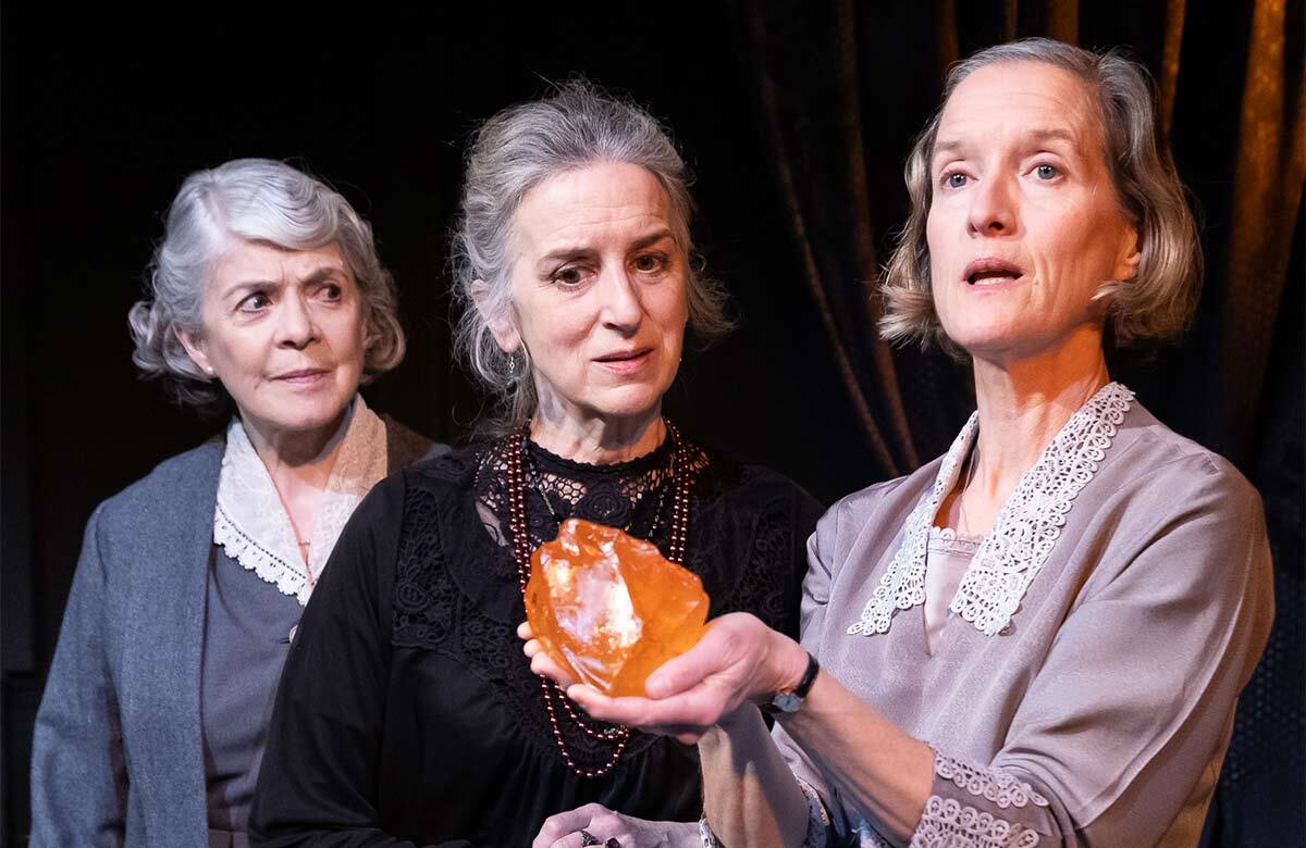 Julia Watson, Abigail Thaw and Catherine Cusack in The Old Ladies at the Finborough Theatre, London. Photo: Carla Joy Evans