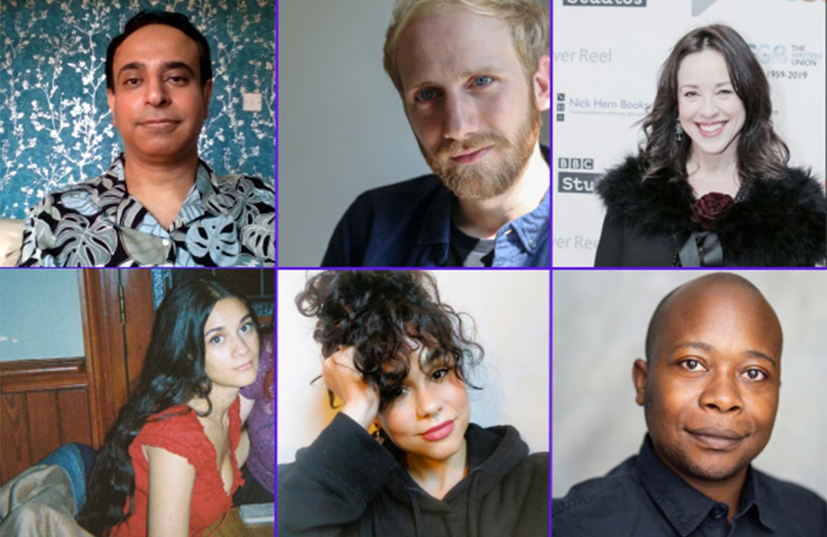 Recipients of the Jerwood Royal Court Commissioning Scheme: (clockwise from top left) Shahid Iqbal Khan, Simon Longman, Christine Entwisle, Tonderai Munyevu, Harry Mould and Anjeli Chapman