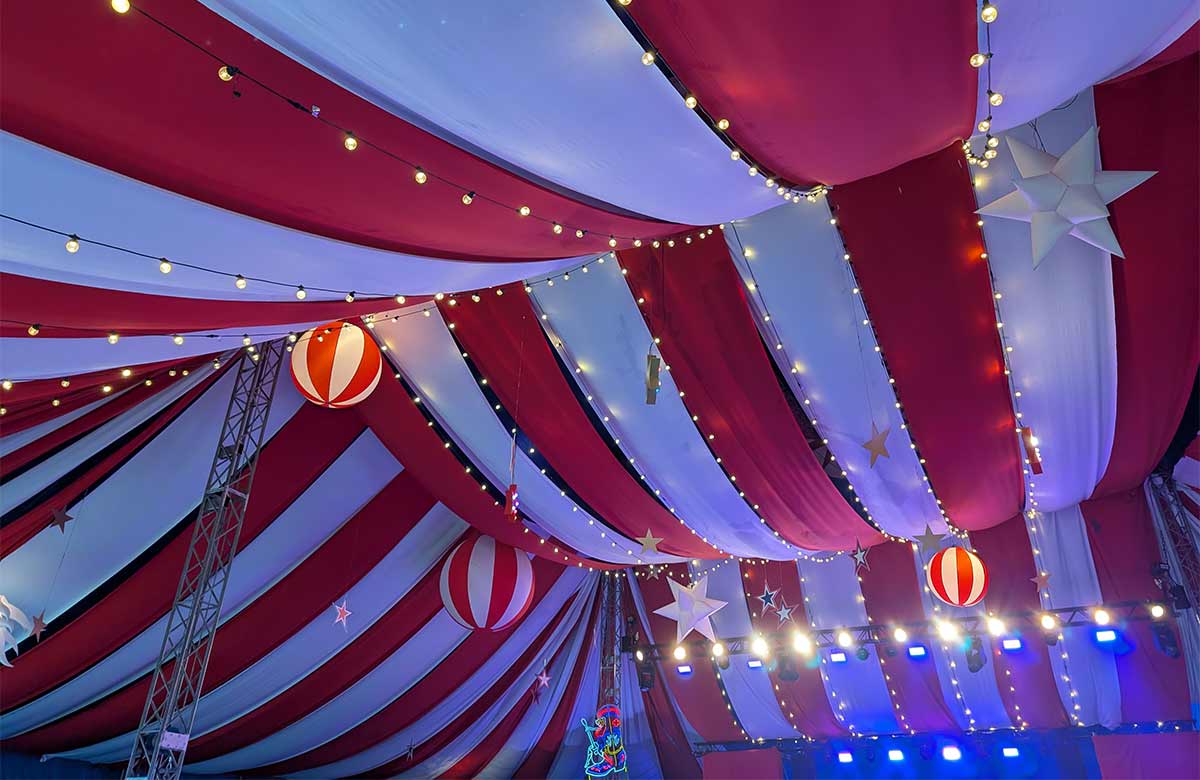Inside the Amp, the Courtyard's big-top venue in Hereford