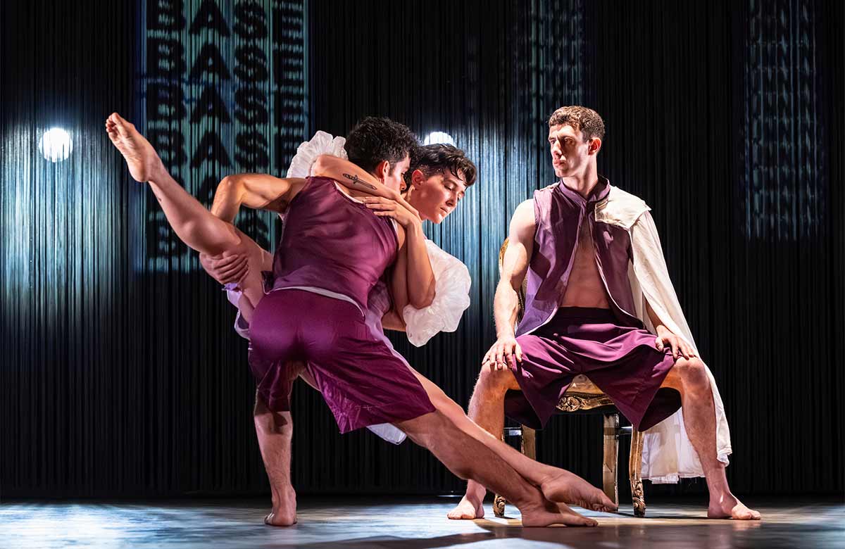Ra&uacute;l Reinoso Acanda, Holly Vallis and Gabriel Ciulli in Shobana Jeyasingh: We Caliban at Sadler&rsquo;s Wells East, London (2026). Photo: Foteini Christofilopoulou