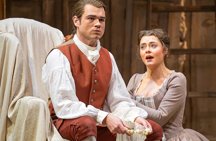 Edward Jowle and Ava Dodd in The Marriage of Figaro at Glasgow Theatre Royal. Photo: Mihaela Bodlovic