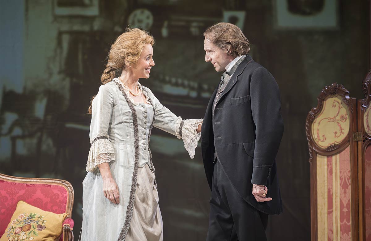 Miranda Raison and Ralph Fiennes in Grace Pervades at the Haymarket Theatre, London. Photo: Marc Brenner