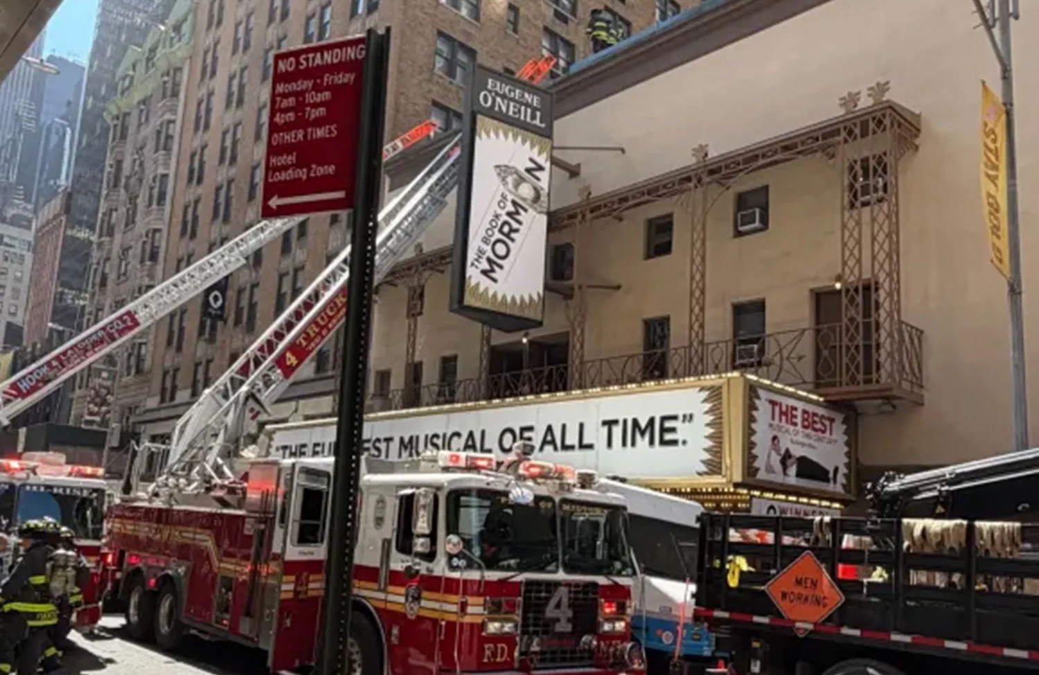 A fire has damaged the Eugene O'Neill Theatre on Broadway.