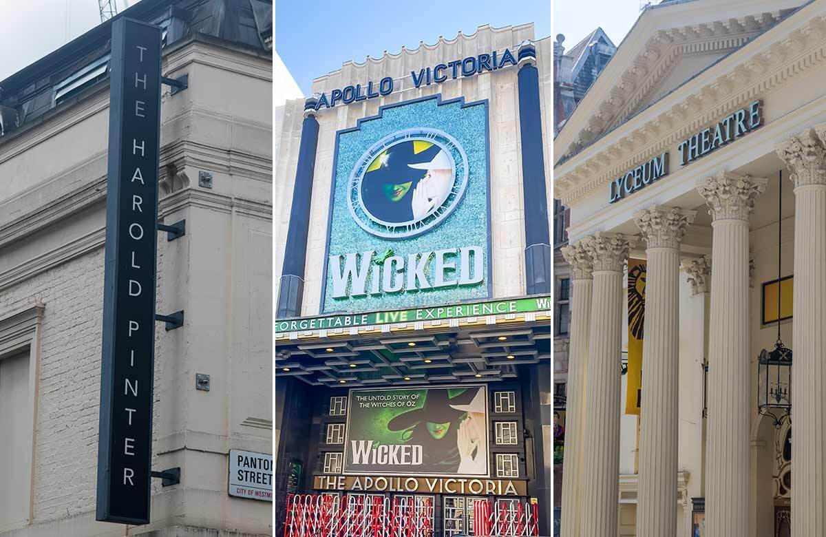 The Harold Pinter, Apollo Victoria and Lyceum theatres – all owned by ATG Entertainment. Photos: Shutterstock The Harold Pinter, Apollo Victoria and Lyceum theatres – all owned by ATG Entertainment. Photos: Shutterstock