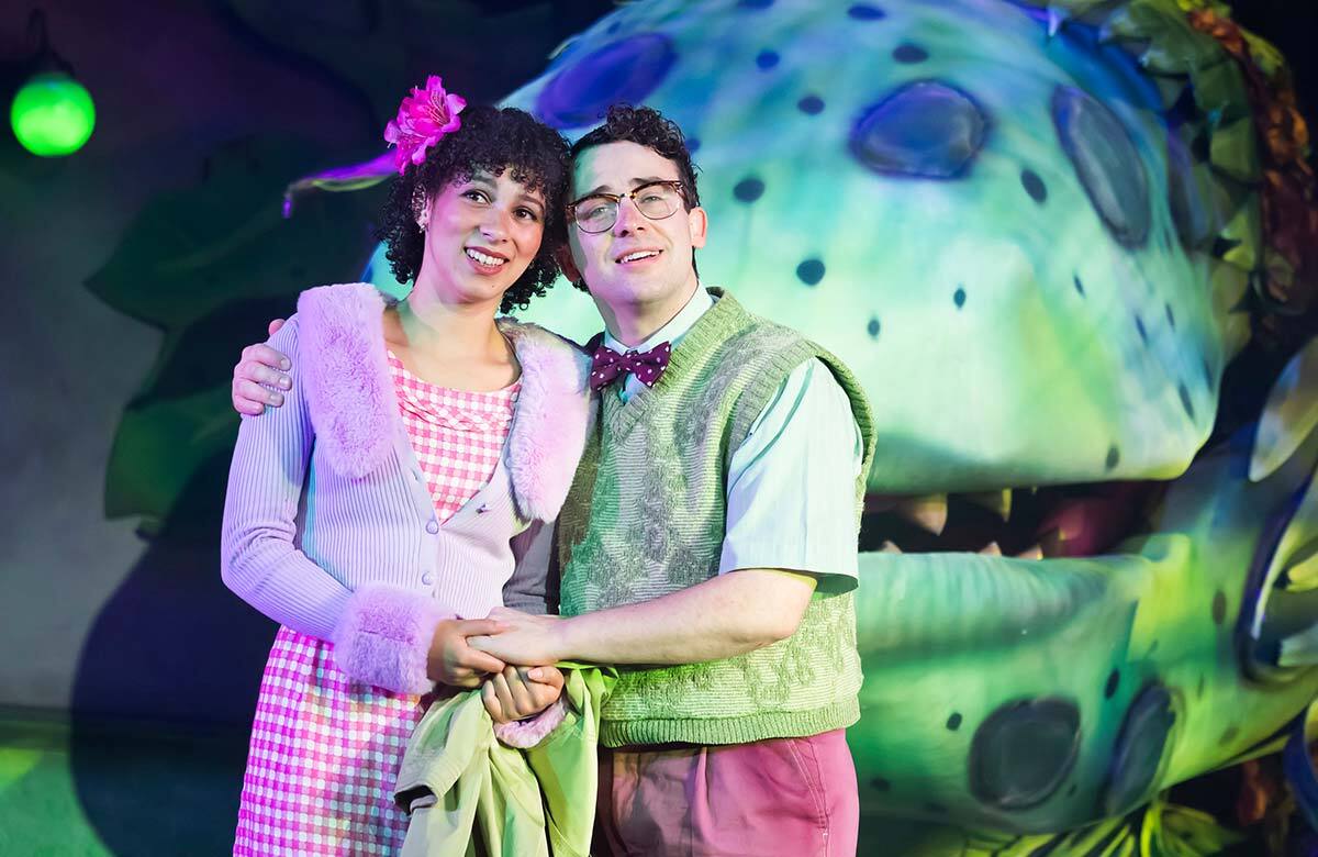 Amena El-Kindy and Kristian Cunningham in Little Shop of Horrors at Northern Stage, Newcastle. Photo: Pamela Raith