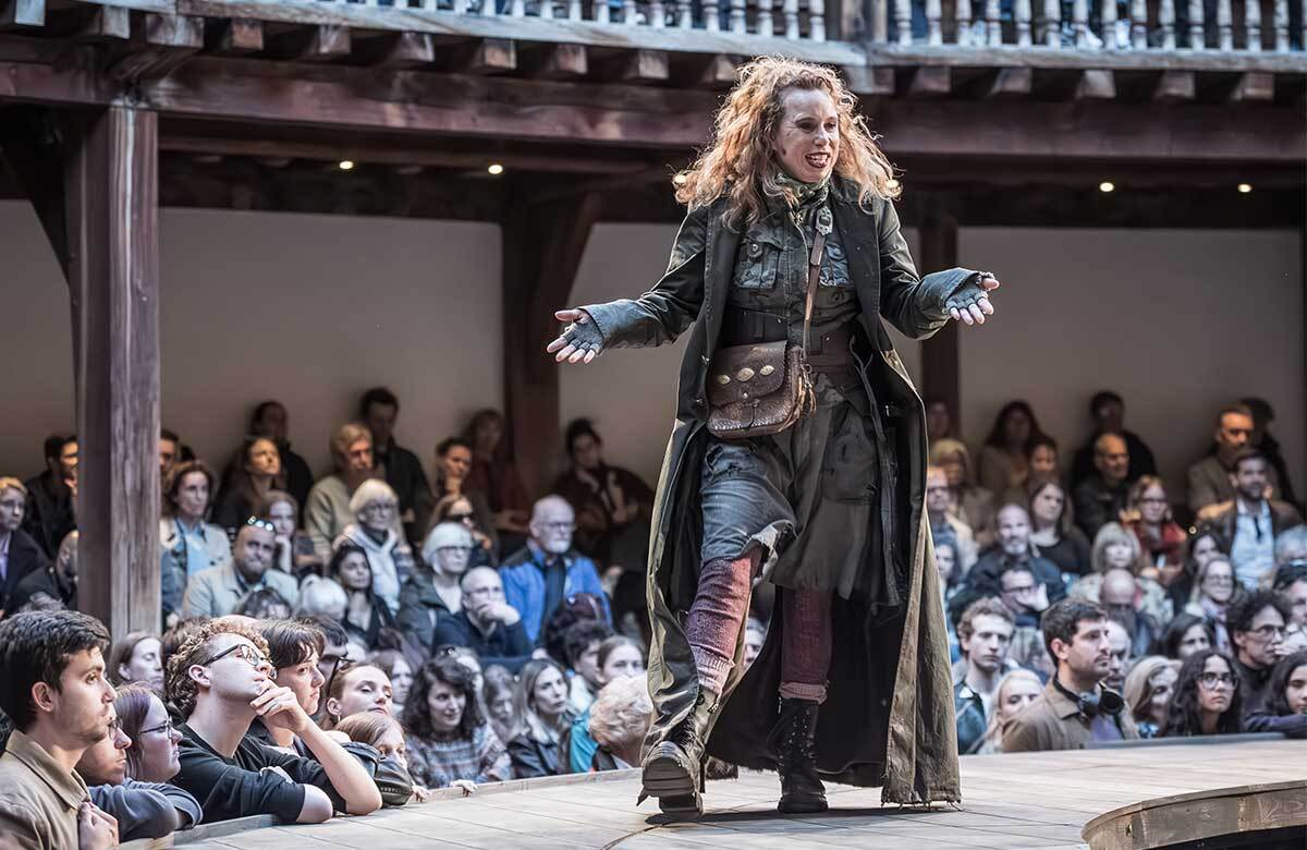 Michelle Terry in Mother Courage and Her Children at Shakespeare's Globe, London. Photo: Marc Brenner