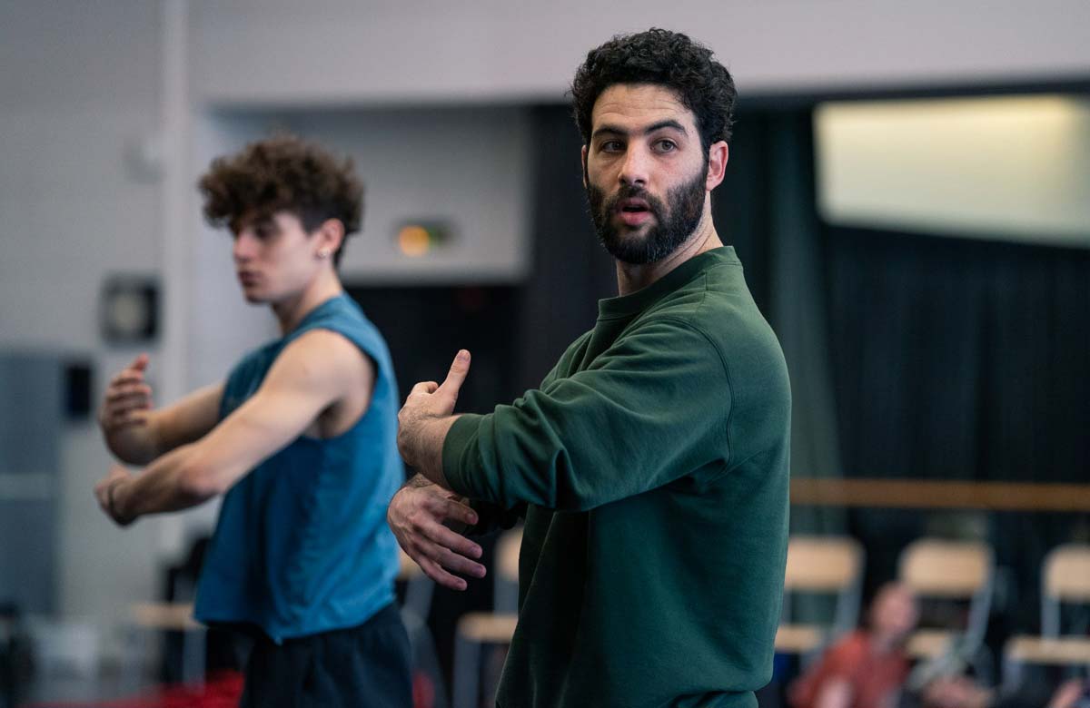 Rehearsals for In Crimson. Photo: Y Kellerman