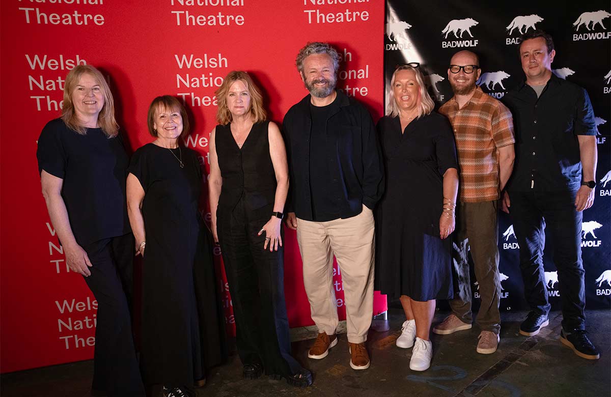 WNT's programme launch for its second year, left to right: Mary Furlong of Bad Wolf, Allison Dowzell of Screen Alliance Wales, Jane Tranter of Bad Wolf, Michael Sheen, Sharon Gilburd and Tim Price of WNT and Dan McCulloch of Bad Wolf
