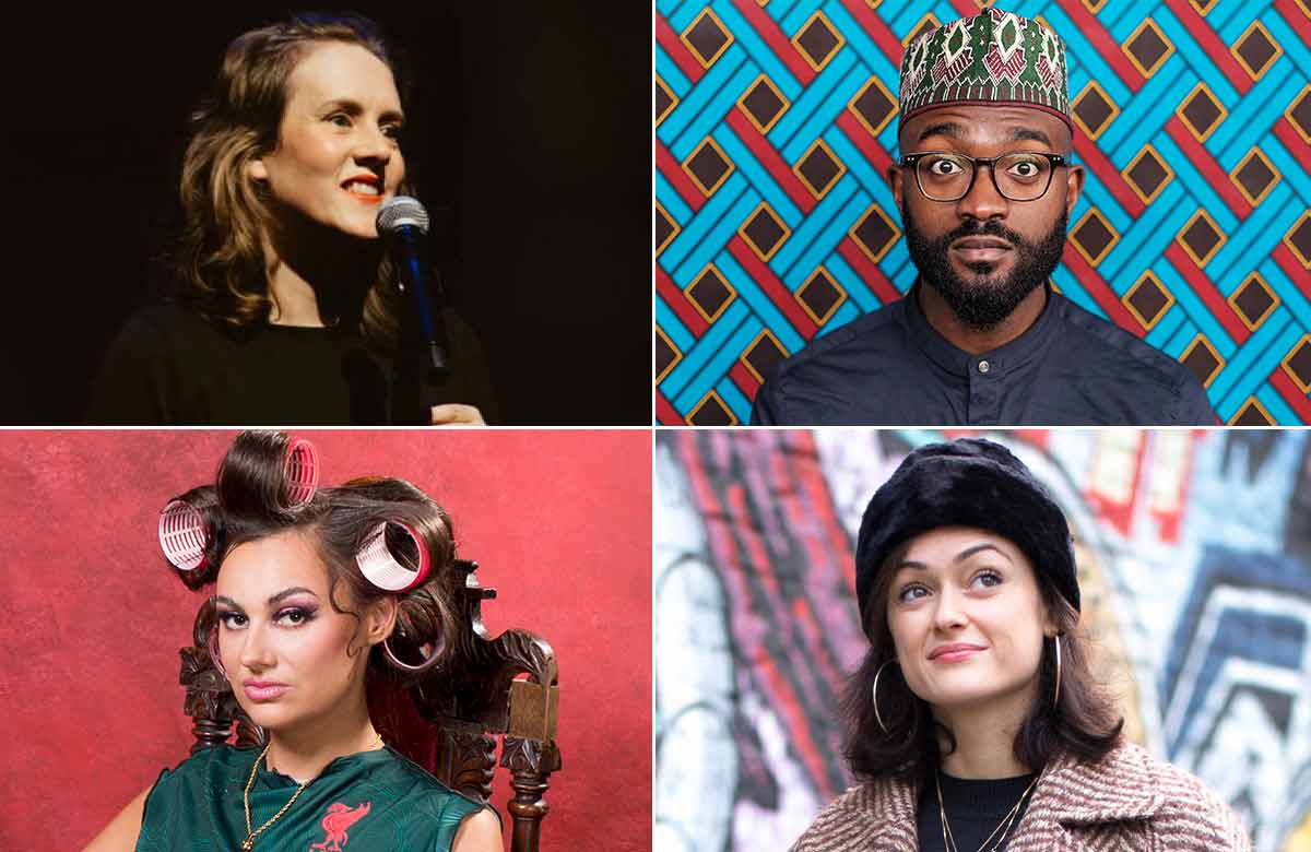 Clockwise from top left: Bryony Kimmings, Inua Ellams, Sabrina Mahfouz and Jade Franks. Photo: Rosie Powell/Oliver Holms/Matt Writtle/Holly Revell