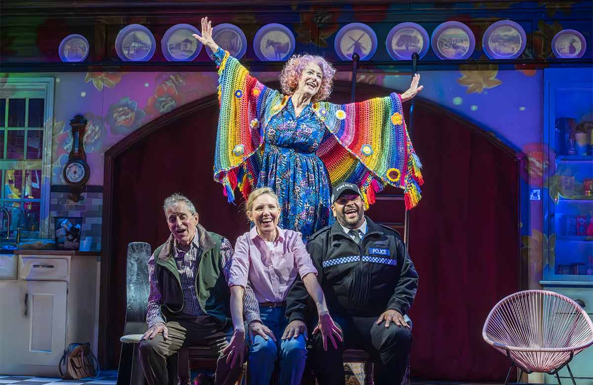 Maureen Lipman wth John Middleton, Elizabeth Bower and Bailey Patrick in Allegra at Theatre Royal Windsor. Photo: Marc Brenner
