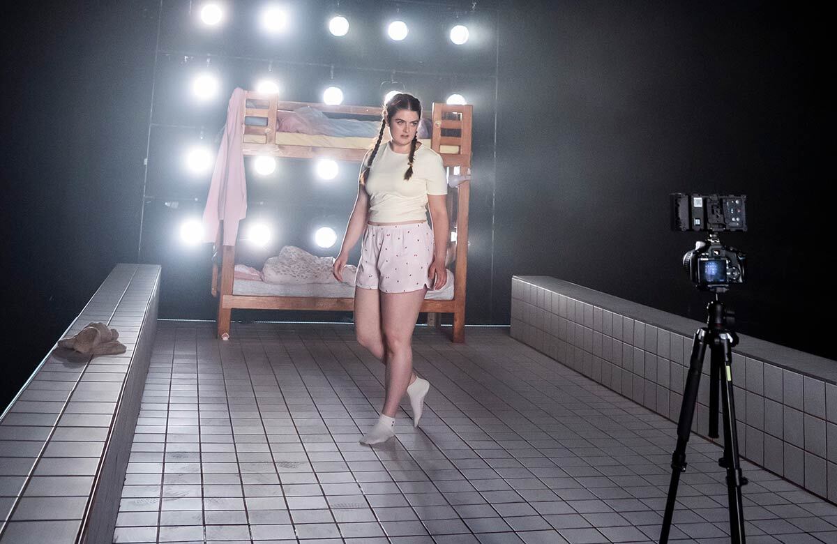 Abby McCann in Are You Watching? at the Royal Court’s Jerwood Theatre Upstairs, London. Photo: Tristram Kenton Abby McCann in Are You Watching? at the Royal Court’s Jerwood Theatre Upstairs, London. Photo: Tristram Kenton