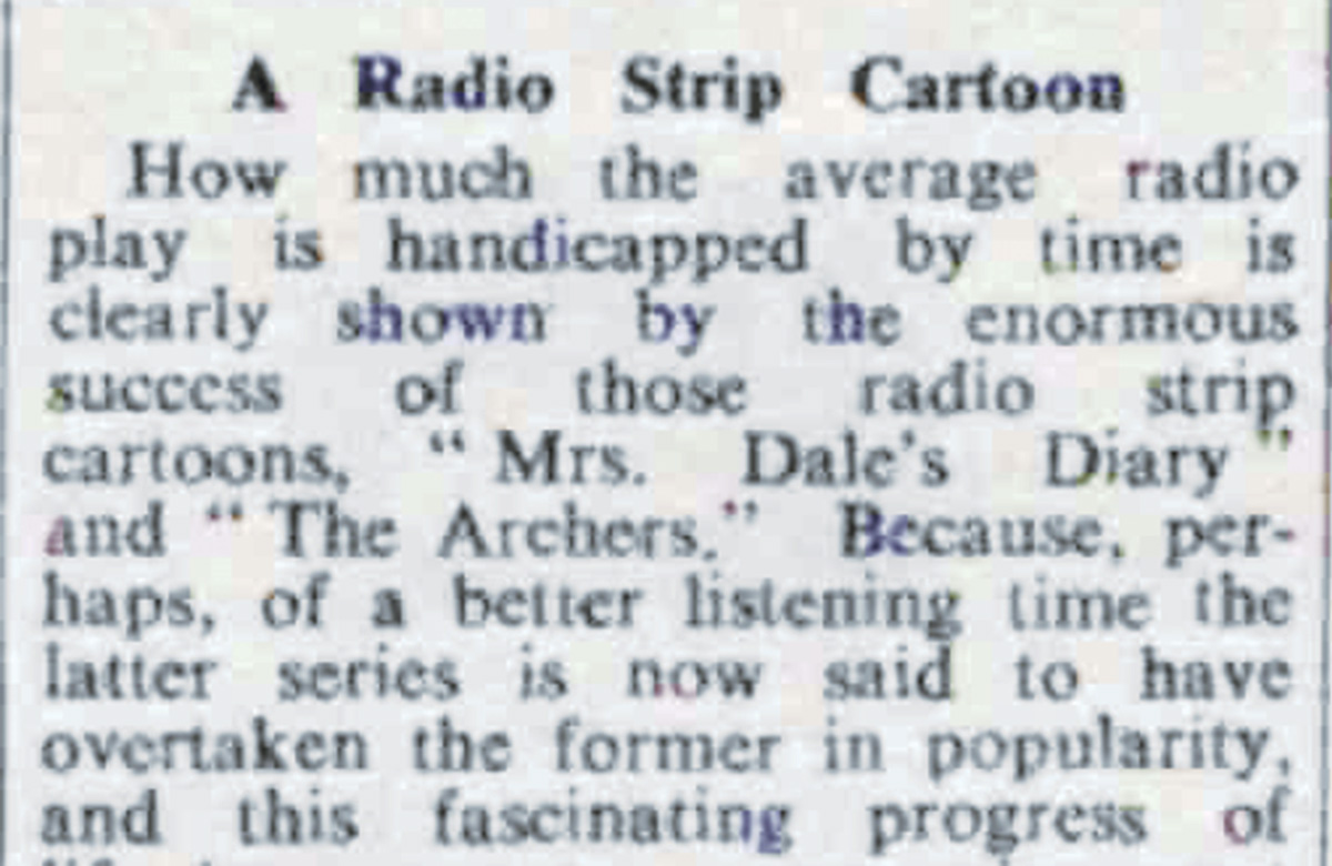 Clipping of The Stage's reporting on The Archers from April 1952