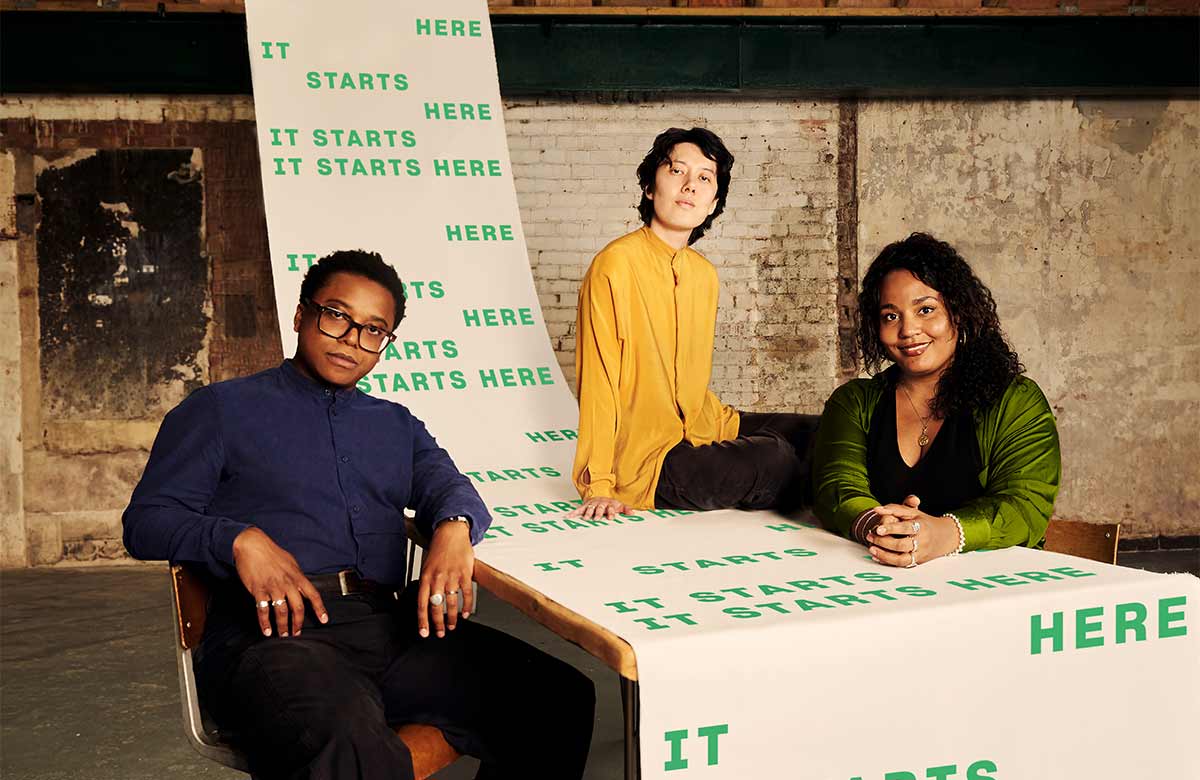 Bush Theatre artistic team: Taio Lawson, Frey Kwa Hawking and Olivia Poglio Nwabali. Photo: Courtney Phillip/Emilie Chen