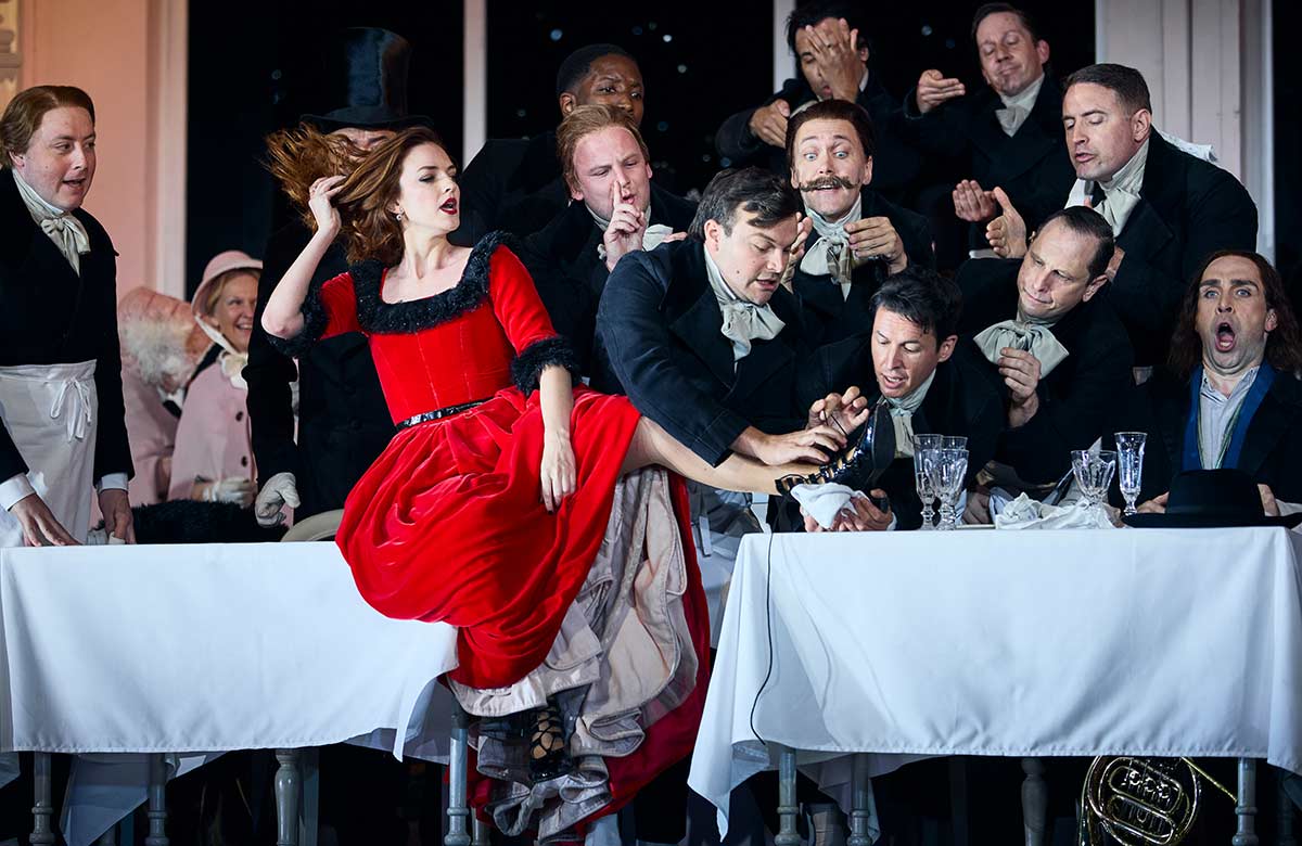 Marina Monz&oacute; and the cast of La Boh&egrave;me at the Royal Opera House, London