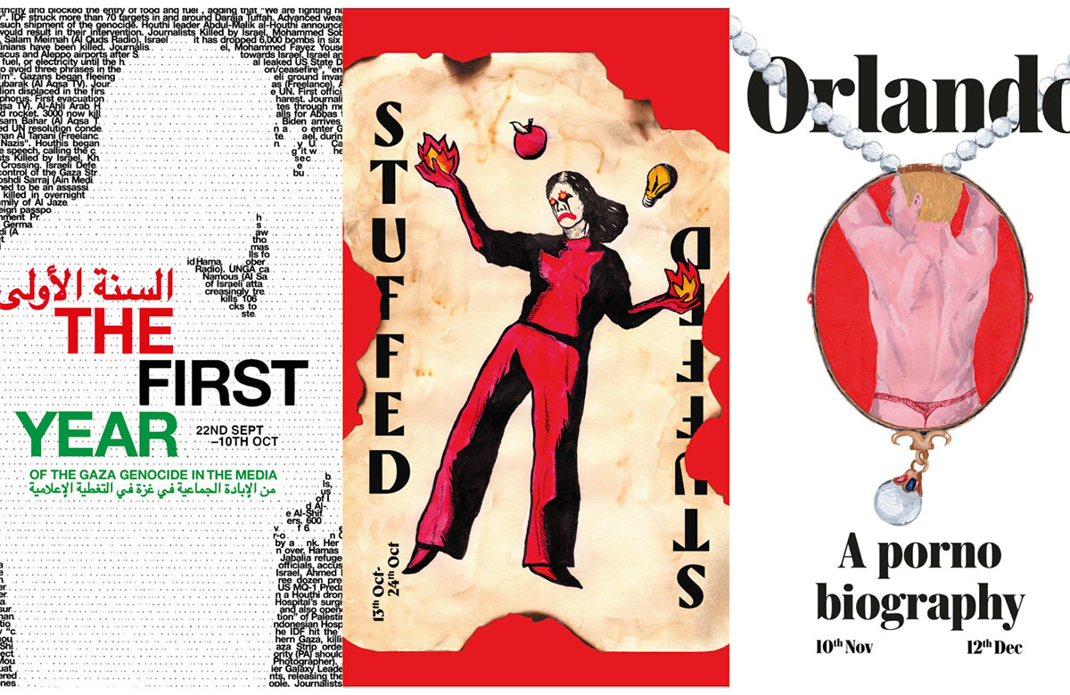 Artwork for the three shows to be staged by the New Diorama this autumn