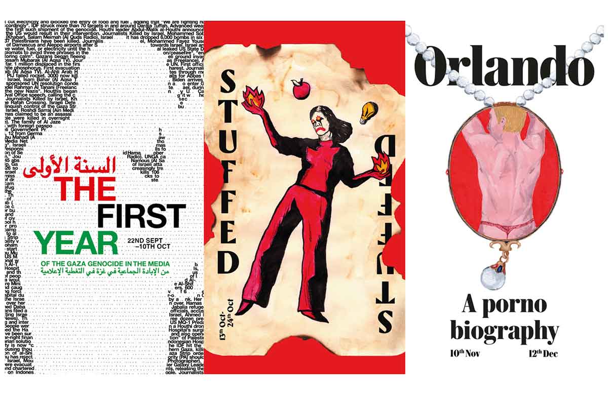Artwork for the three shows to be staged by the New Diorama this autumn