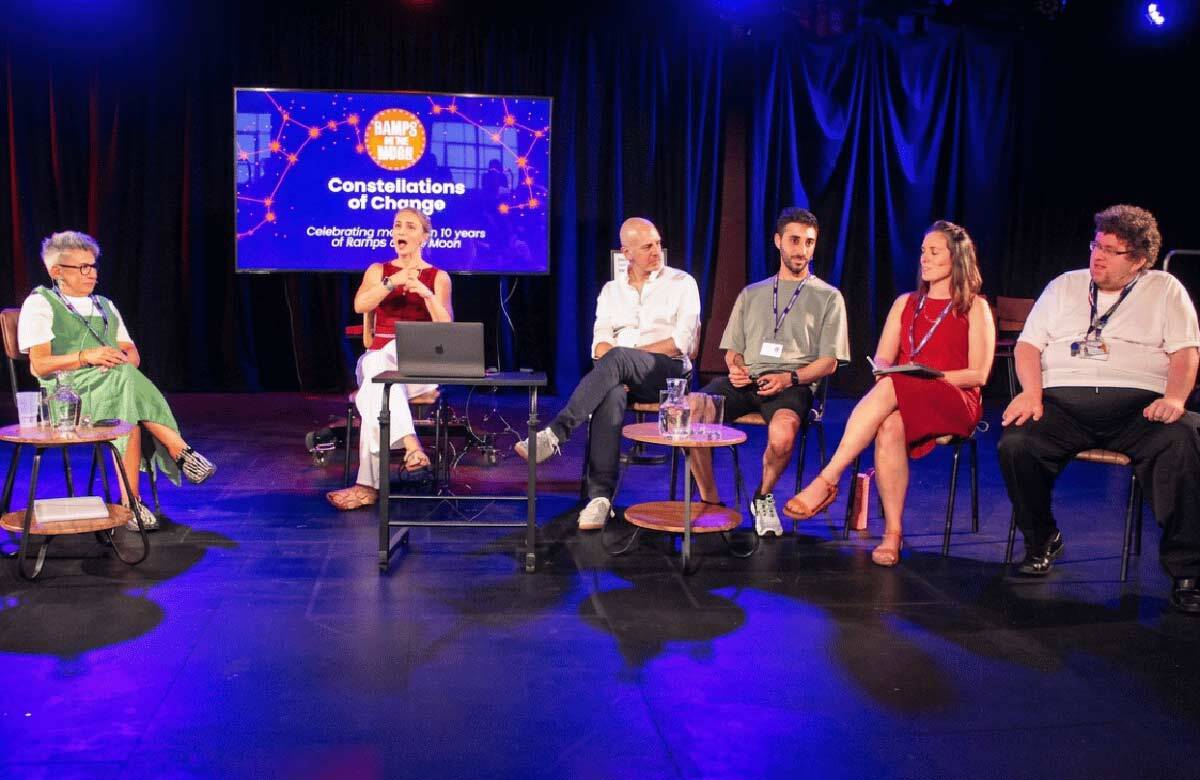 Ramps on the Moon panel Q&A, at the Constellations of Change gathering. Photo: Zanna Hornby Ramps on the Moon panel Q&A, at the Constellations of Change gathering. Photo: Zanna Hornby