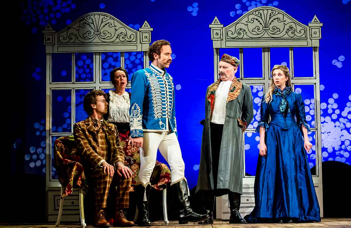 The company of the The Chocolate Soldier at Wilton’s Music Hall, London. Photo: Lidia Crisafulli The company of the The Chocolate Soldier at Wilton’s Music Hall, London. Photo: Lidia Crisafulli