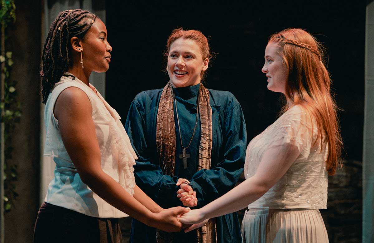 Blossom Timothy, Charlotte Harwood and Ava Honey in Romeo and Juliet at Greenwich Theatre. Photo: Ross Kernahan Blossom Timothy, Charlotte Harwood and Ava Honey in Romeo and Juliet at Greenwich Theatre. Photo: Ross Kernahan