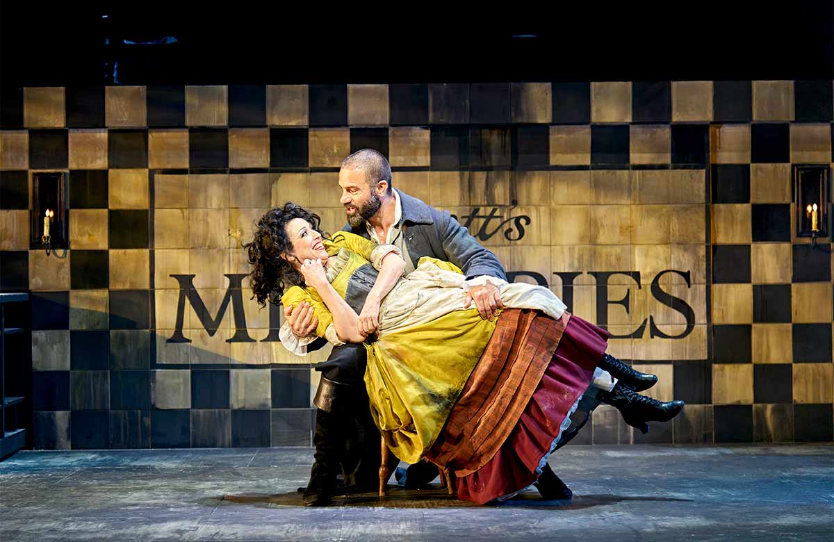 Meow Meow and Ramin Karimloo in Sweeney Todd: The Demon Barber of Fleet Street at Birmingham Rep. Photo: Manuel Harlan Meow Meow and Ramin Karimloo in Sweeney Todd: The Demon Barber of Fleet Street at Birmingham Rep. Photo: Manuel Harlan