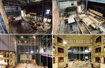 The EdinburghKing's stage being dug out (top); the view from the fly tower and auditorium (bottom). Photos: Anneleen Lindsay