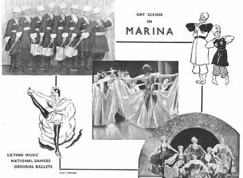 Page inside of the programme showcasing some of the scenes of Marina 